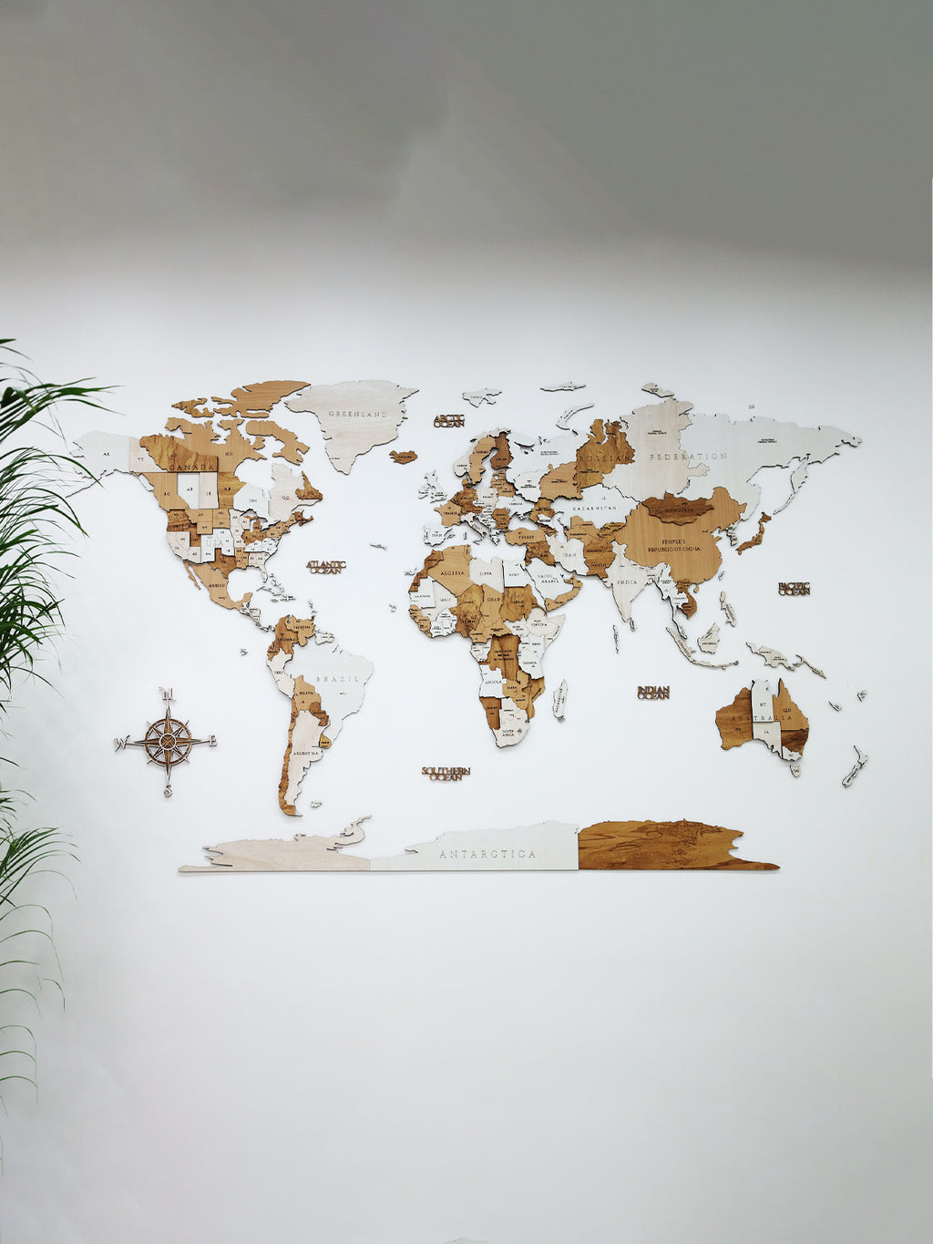 3D Wooden World Map