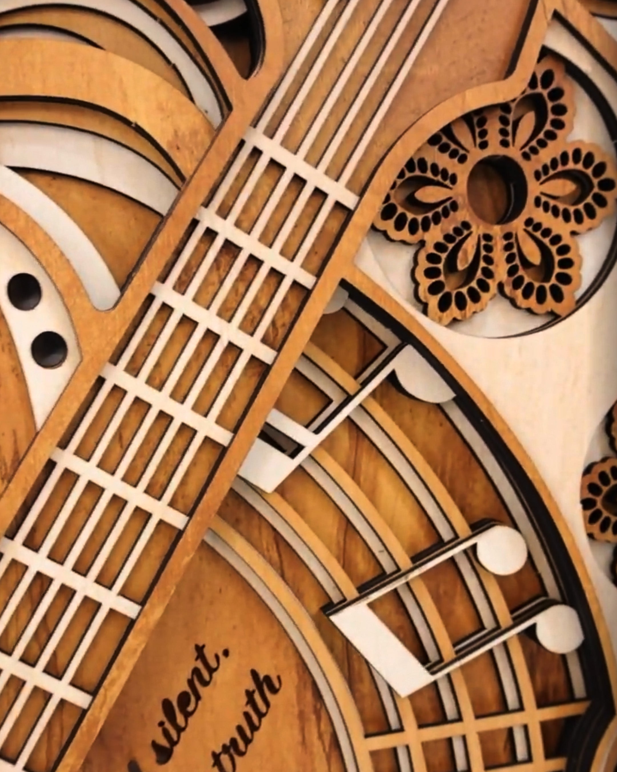 3D Layered Guitar Wood Art