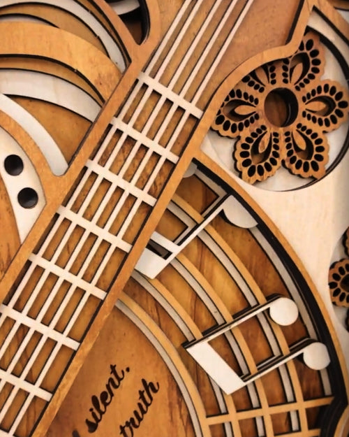 3D Layered Guitar Wood Art