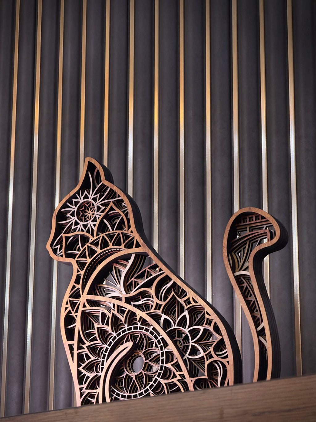 Cat 3D Laser Cut Wooden Wall Art