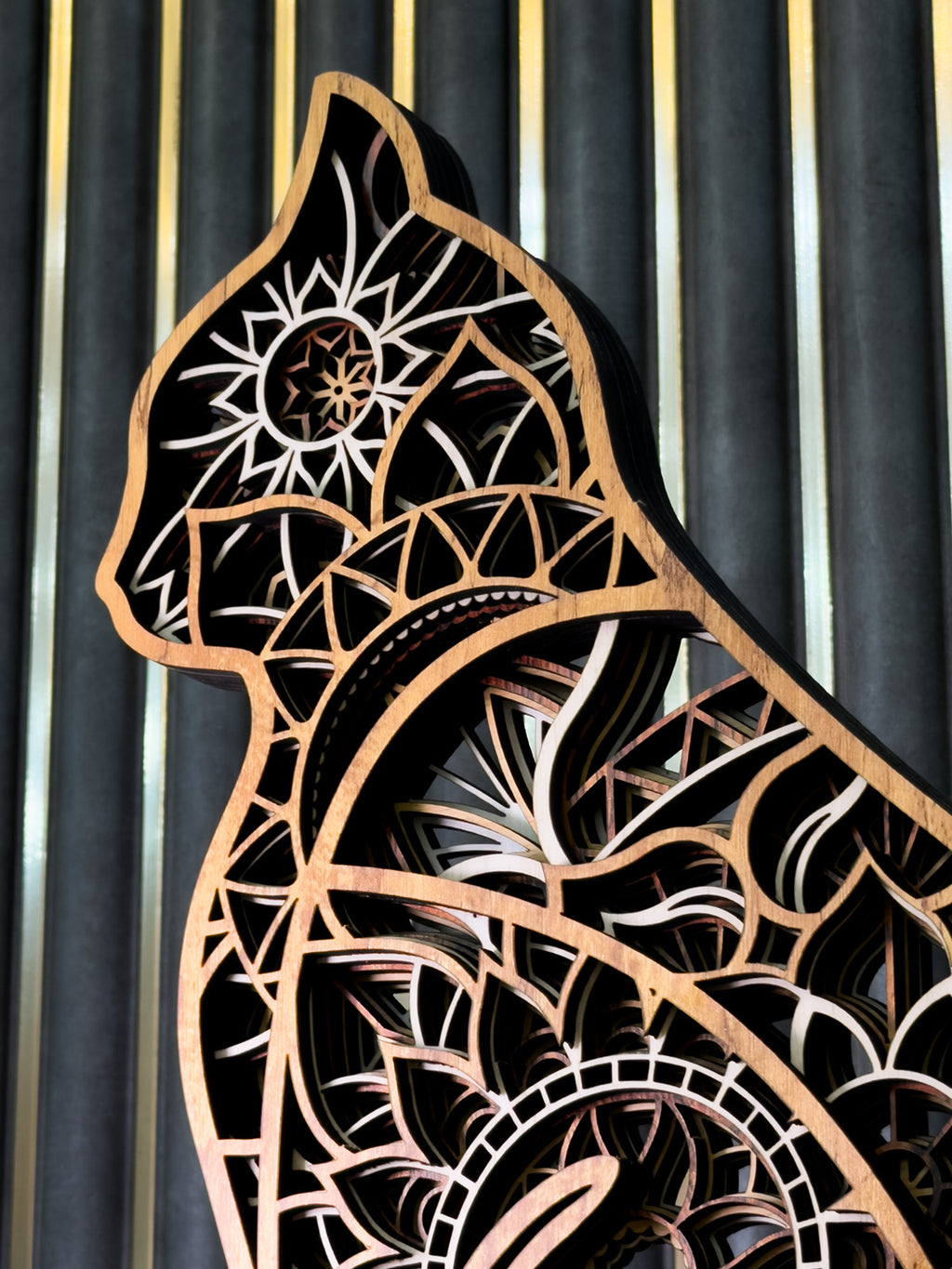 Cat 3D Laser Cut Wooden Wall Art