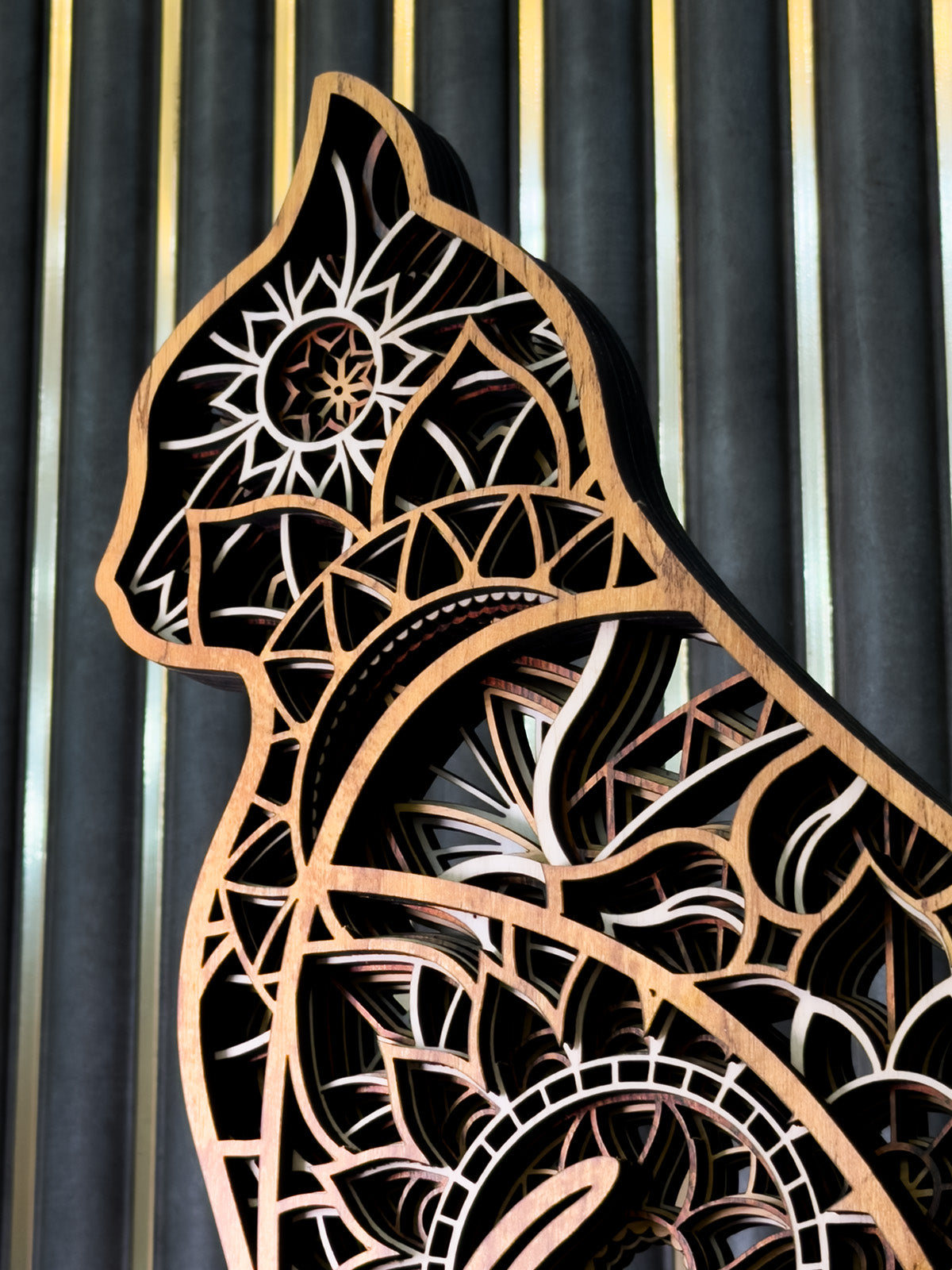 Cat 3D Laser Cut Wooden Wall Art