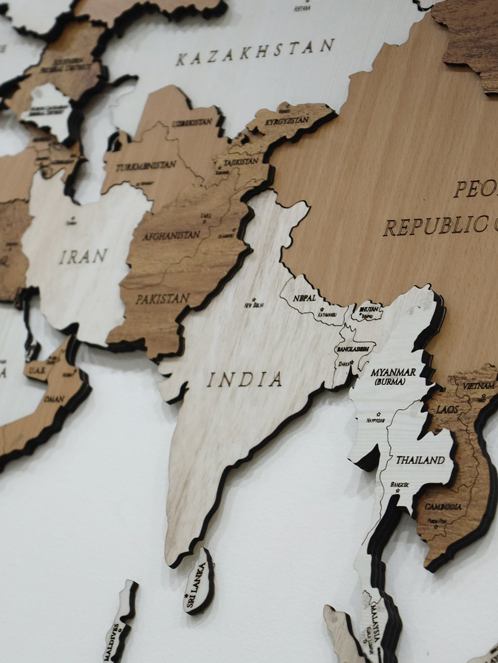 3D Wooden World Map