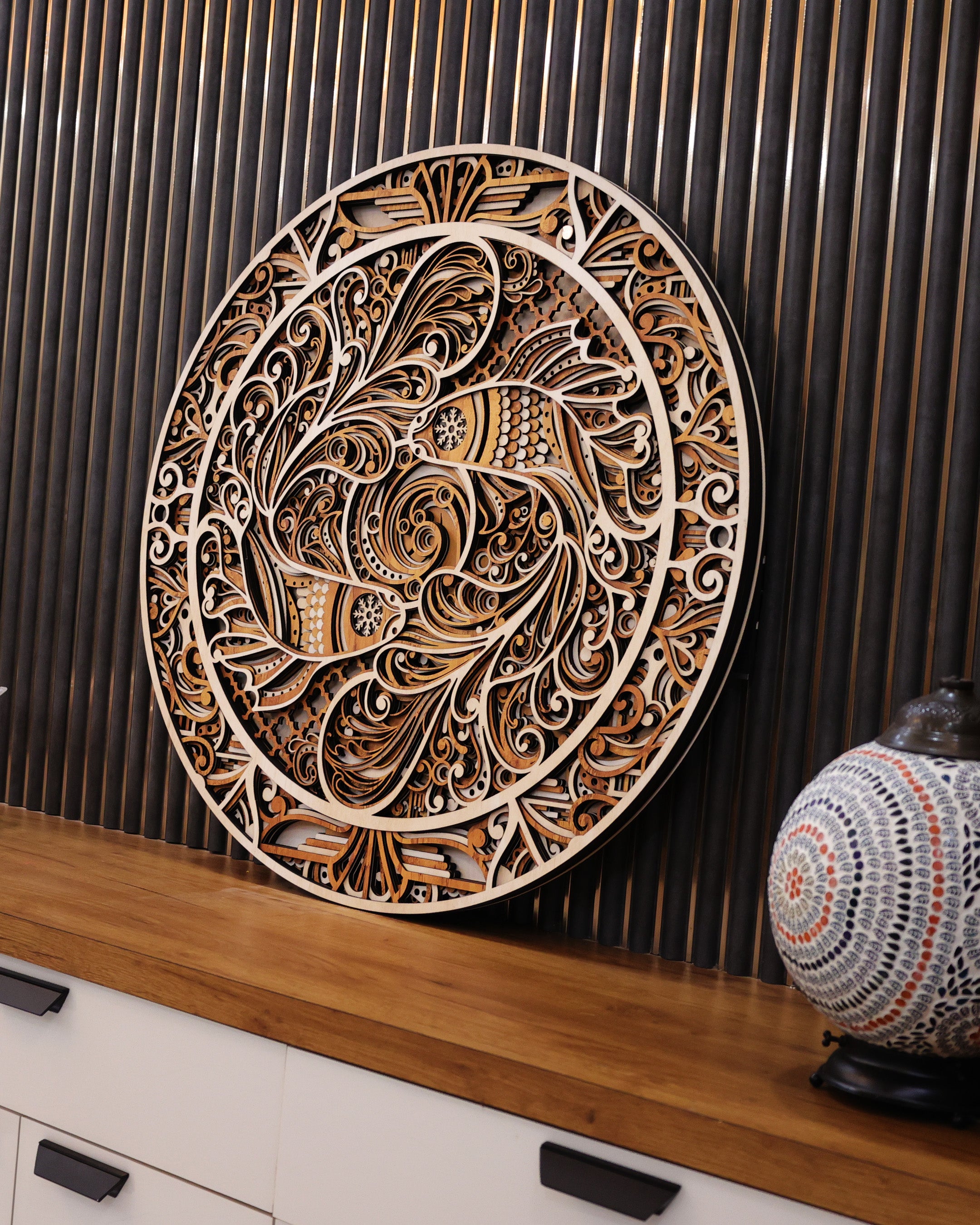 3D Multi-Layered Koi Fish Mandala