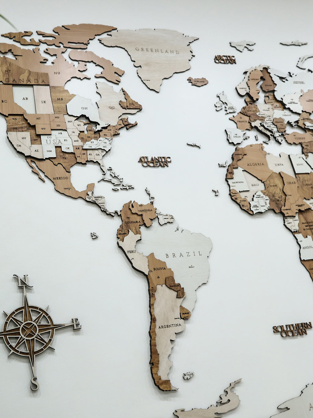 3D Wooden World Map
