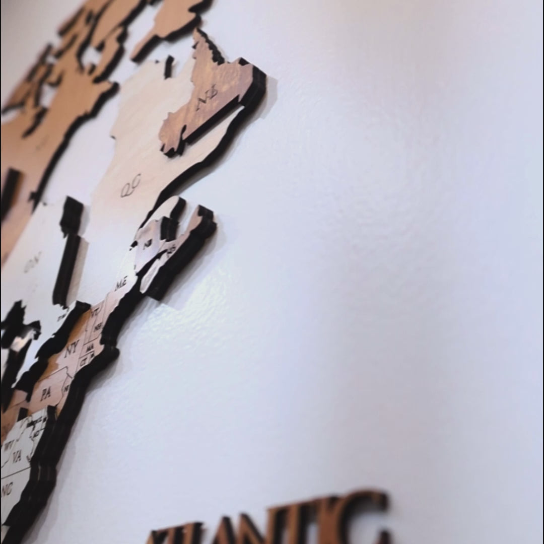 3D Wooden World Map